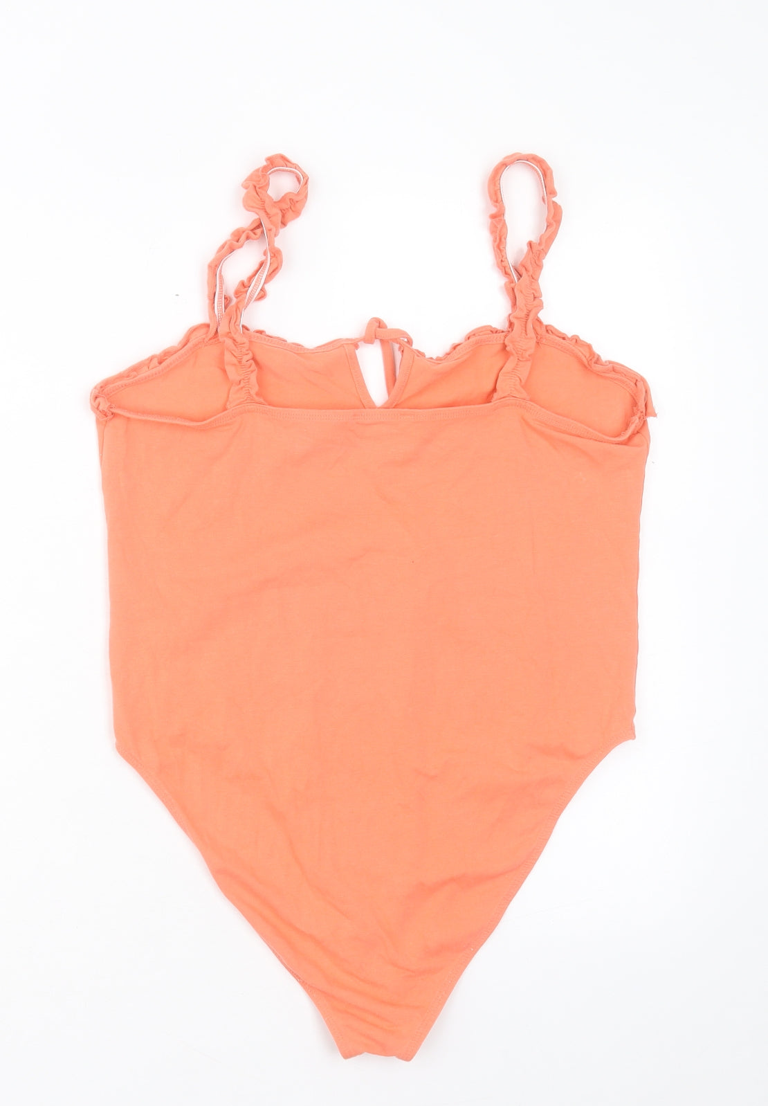 Miss Selfridge Womens Orange Cotton Bodysuit One-Piece Size 16 Snap