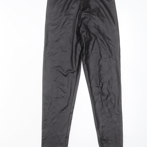 Matalan Girls Black Polyurethane Capri Trousers Size 10 Years Regular Pullover - Leather Look
