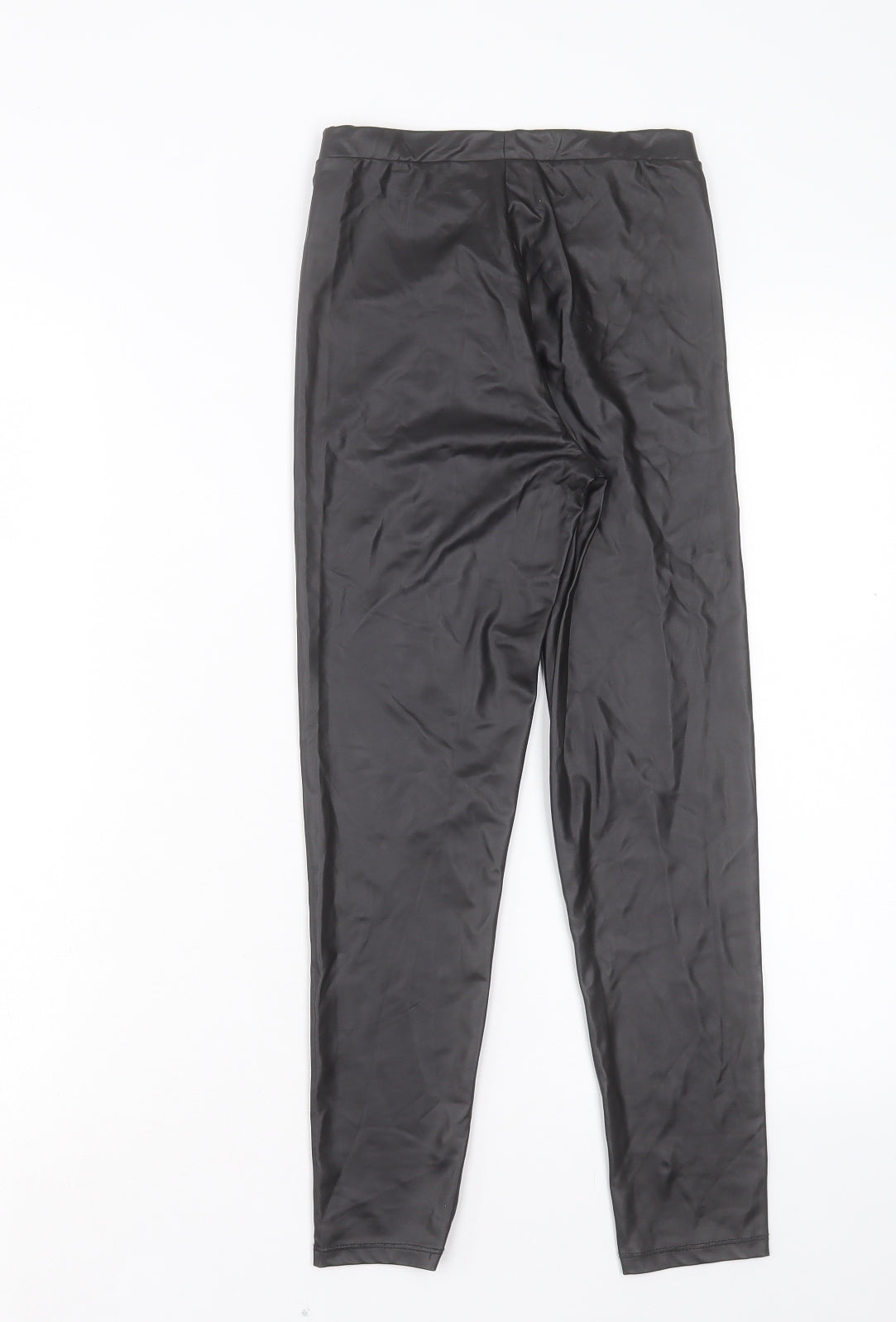 Matalan Girls Black Polyurethane Capri Trousers Size 10 Years Regular Pullover - Leather Look