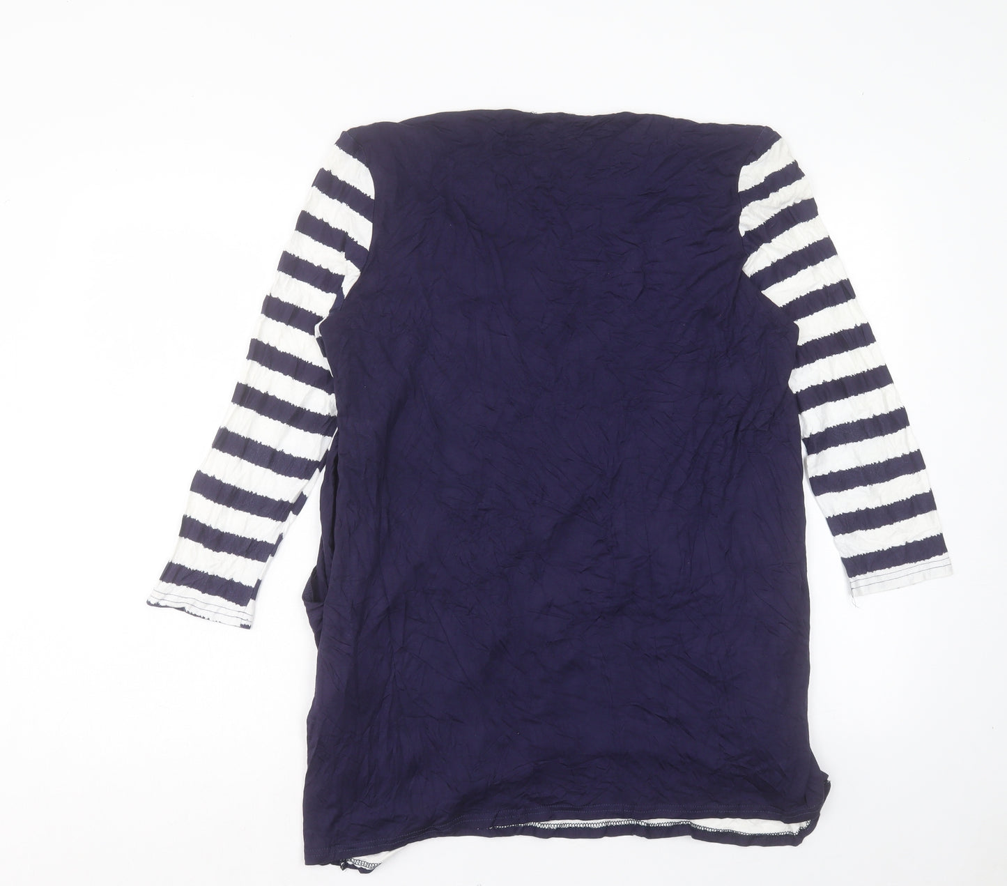 Preworn Womens Blue Striped Viscose A-Line Size L Scoop Neck Pullover