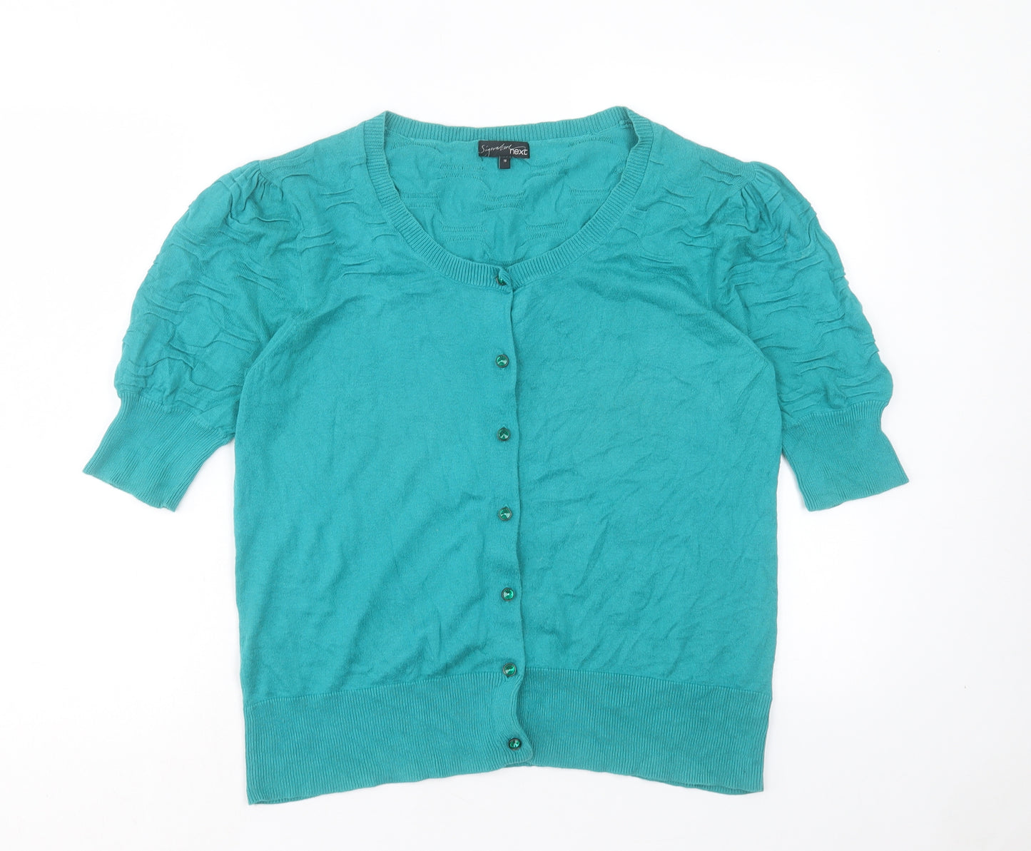 NEXT Womens Blue Crew Neck Cotton Cardigan Jumper Size 16