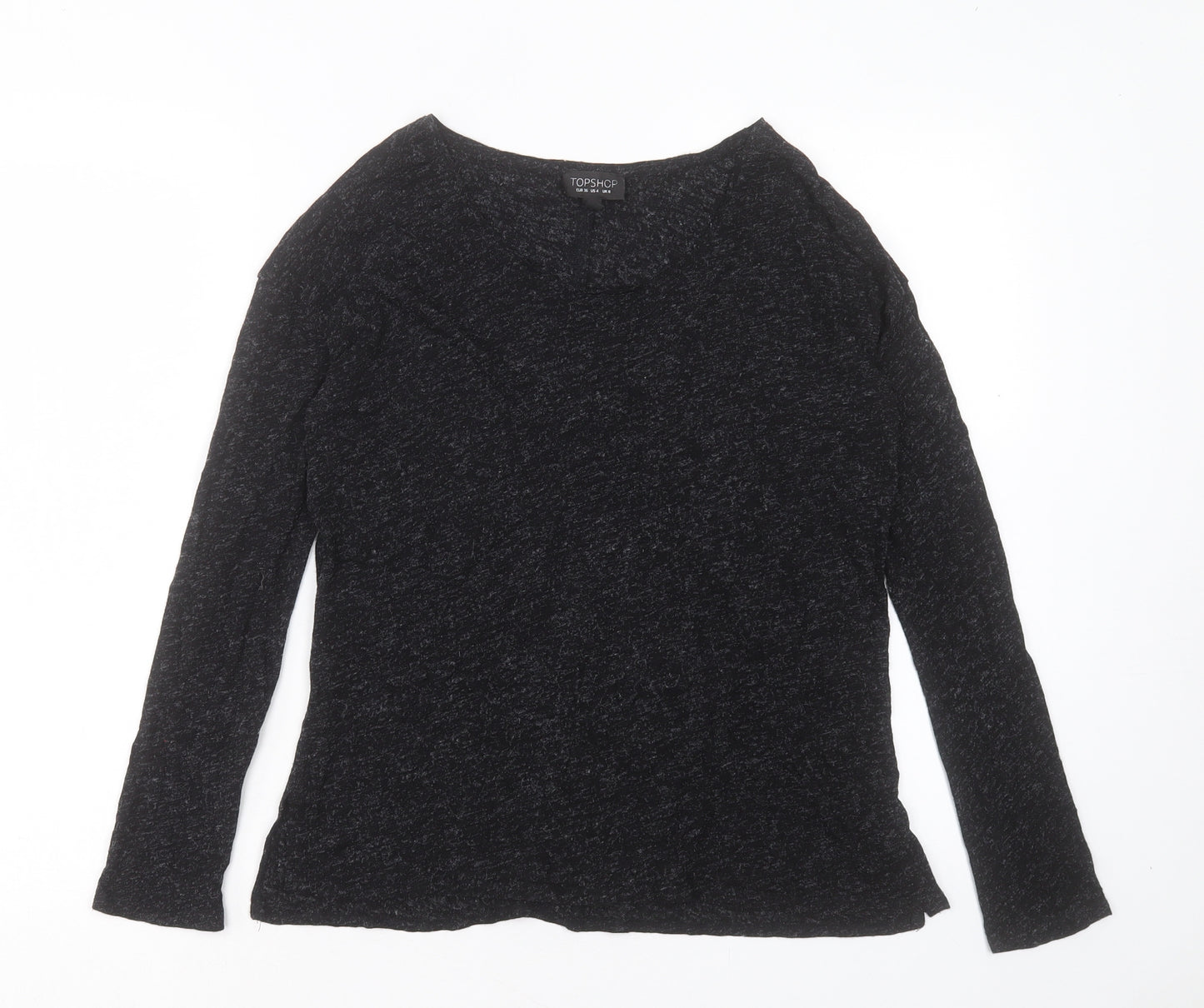 Topshop Womens Black Viscose Basic T-Shirt Size 8 Crew Neck