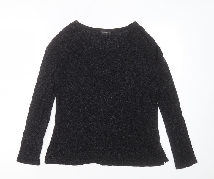 Topshop Womens Black Viscose Basic T-Shirt Size 8 Crew Neck