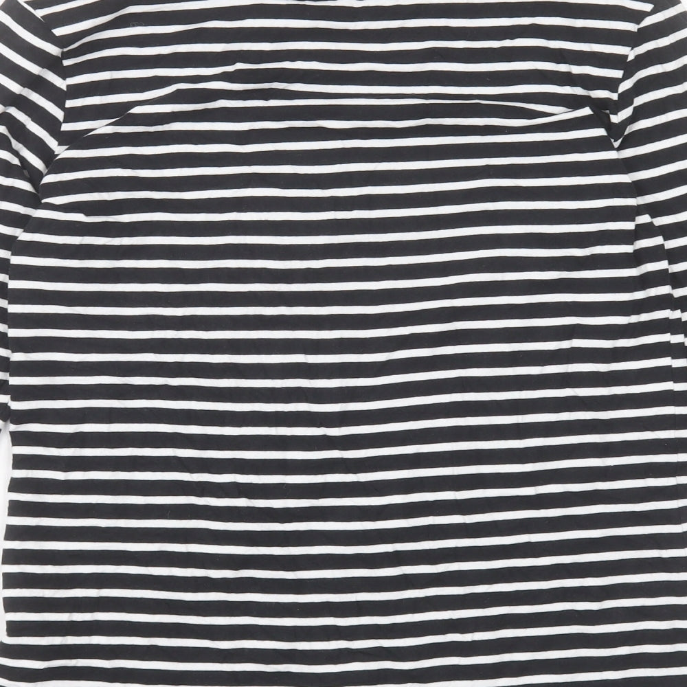 Primark Womens Black Striped Cotton Basic T-Shirt Size M Crew Neck - Size 12-14