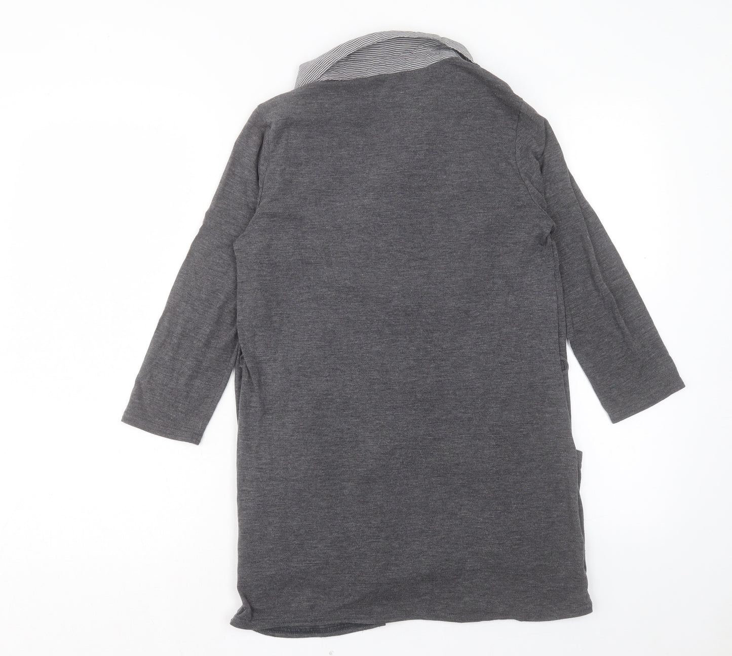 Debenhams Womens Grey Striped Viscose Tunic T-Shirt Size 12 Collared