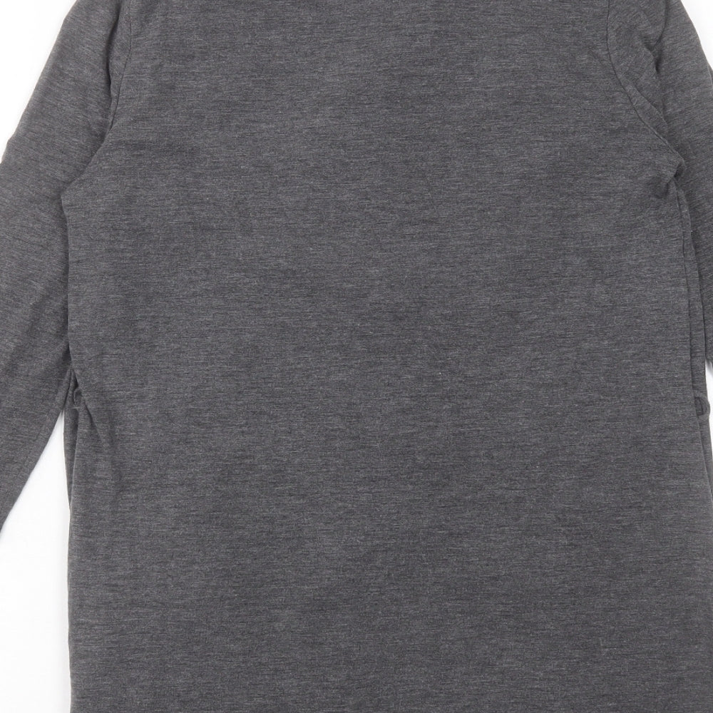 Debenhams Womens Grey Striped Viscose Tunic T-Shirt Size 12 Collared