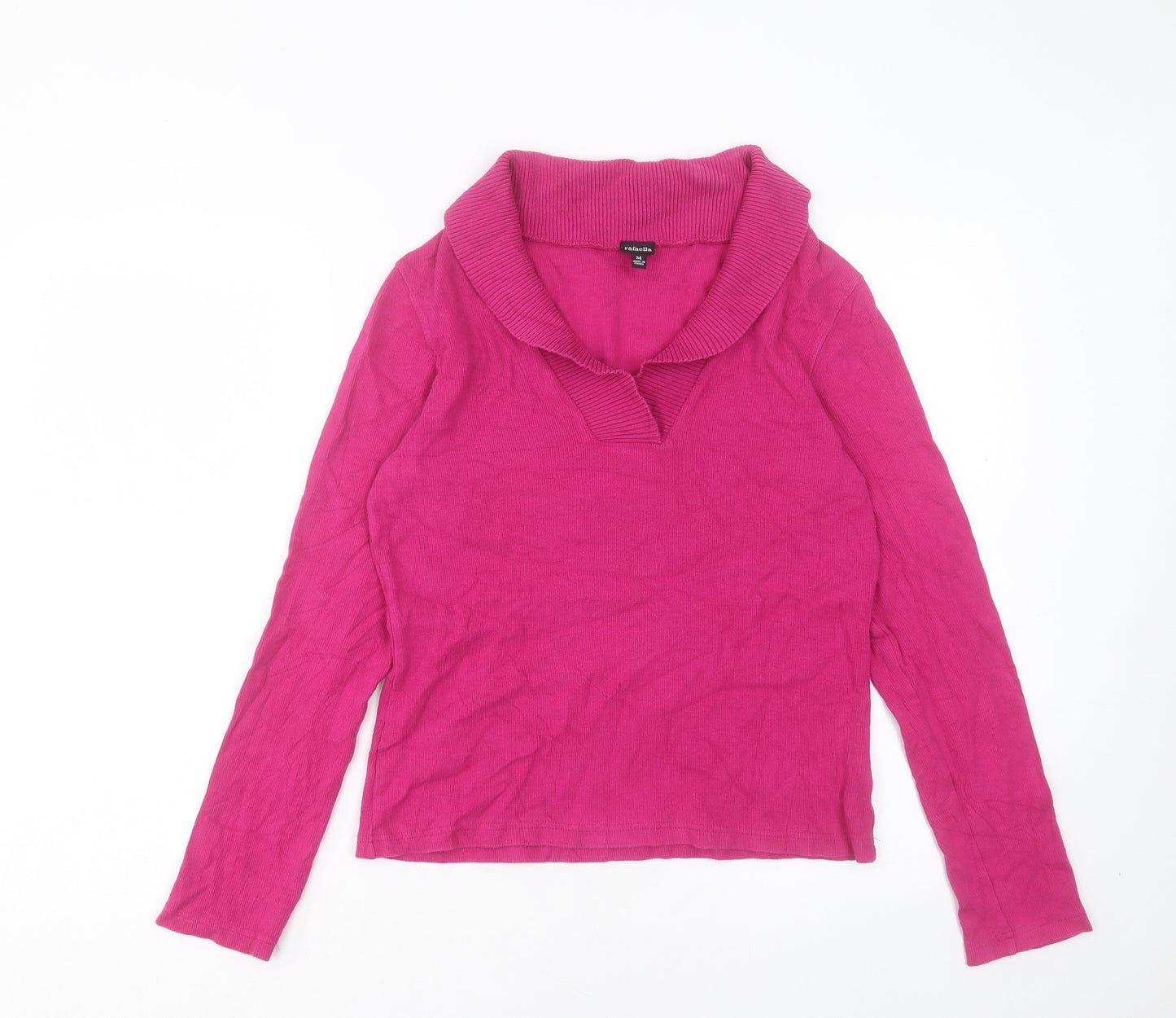 Rafaella Womens Purple V-Neck Cotton Pullover Jumper Size M