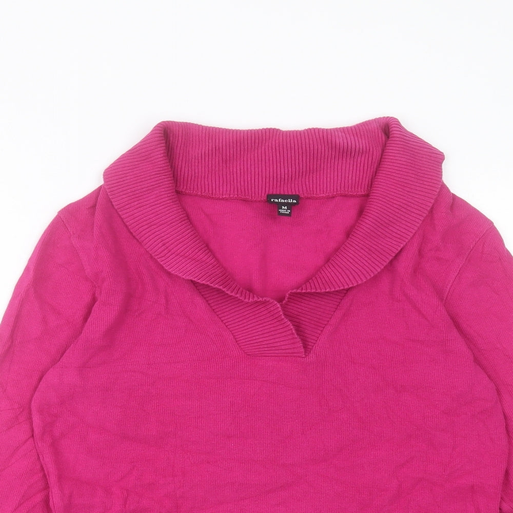Rafaella Womens Purple V-Neck Cotton Pullover Jumper Size M