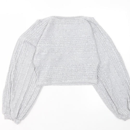 SheIn Womens Grey Boat Neck Polyester Pullover Jumper Size XS