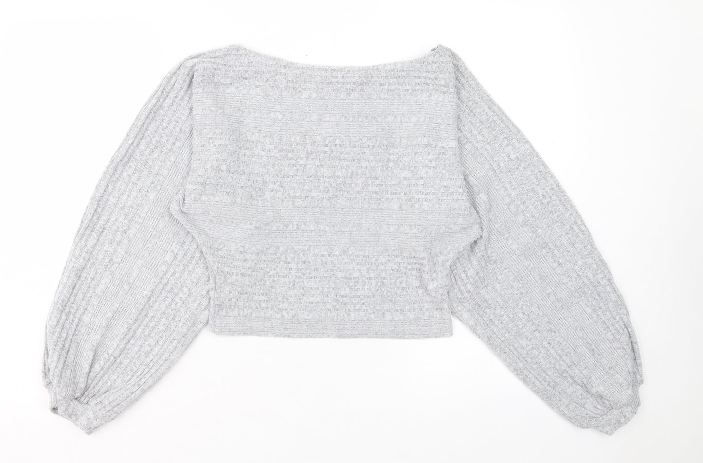 SheIn Womens Grey Boat Neck Polyester Pullover Jumper Size XS