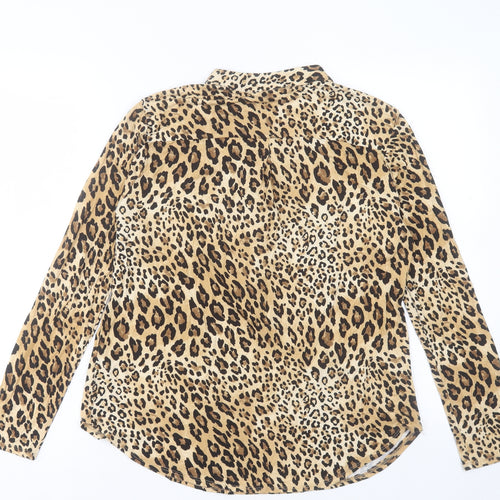 M&Co Womens Animal Print Viscose Basic T-Shirt Size 12 V-Neck