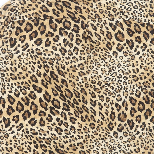 M&Co Womens Animal Print Viscose Basic T-Shirt Size 12 V-Neck