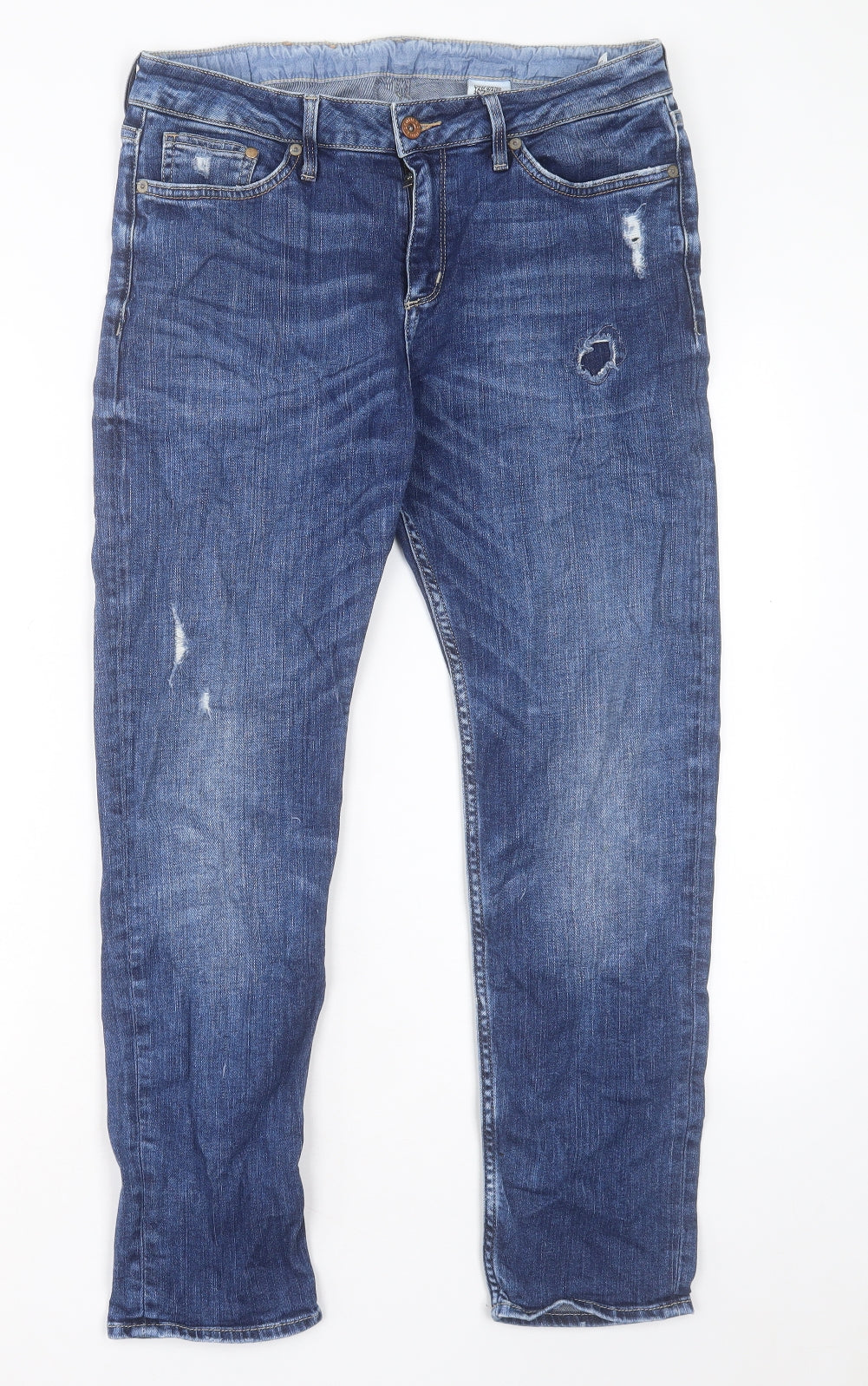 H&M Womens Blue Cotton Boyfriend Jeans Size 28 in L30 in Regular Button