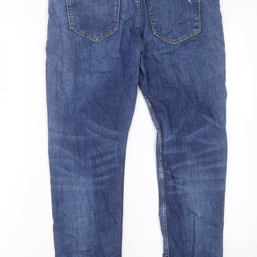 H&M Womens Blue Cotton Boyfriend Jeans Size 28 in L30 in Regular Button