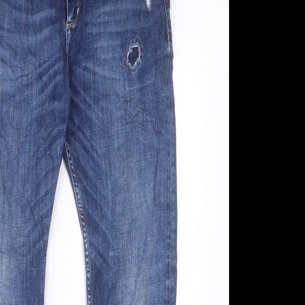 H&M Womens Blue Cotton Boyfriend Jeans Size 28 in L30 in Regular Button