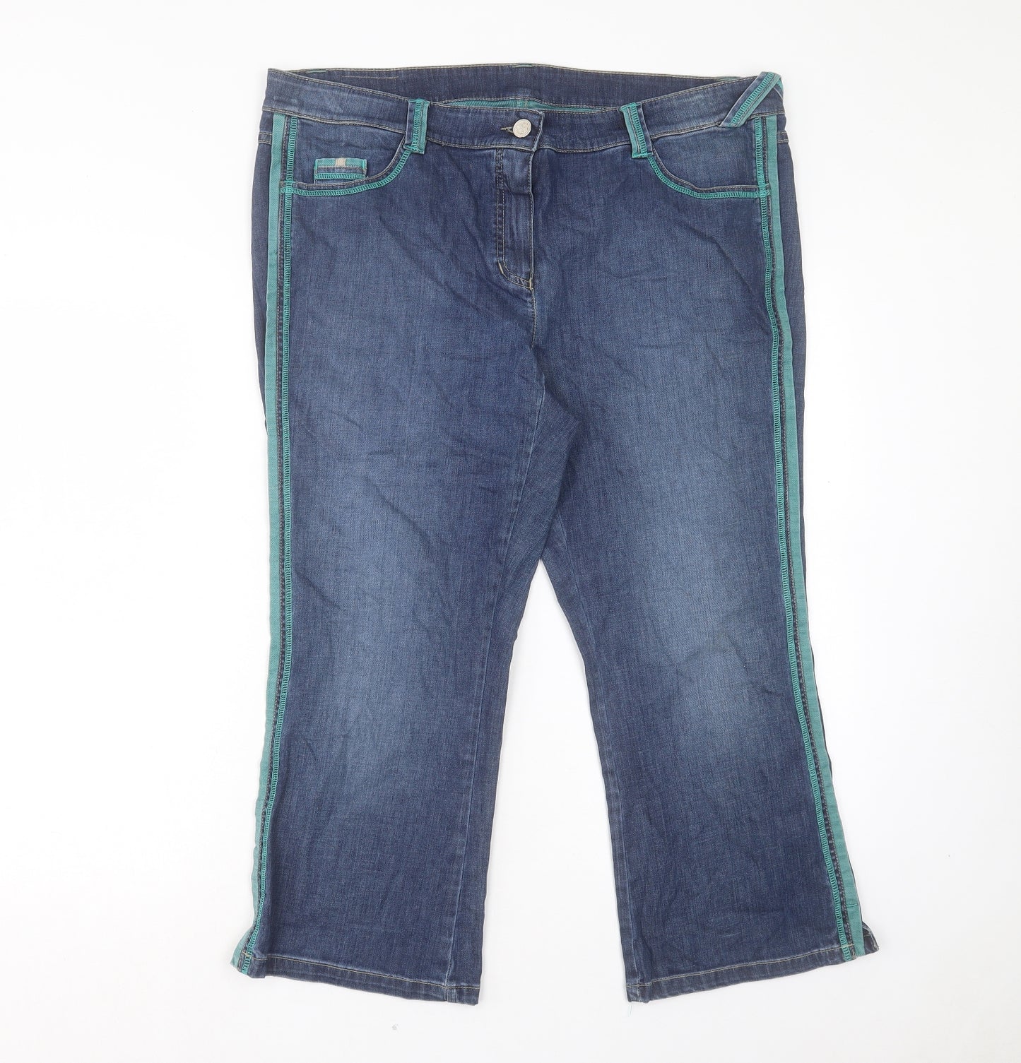 Preworn Womens Blue Cotton Cropped Jeans Size 20 L23 in Regular Button