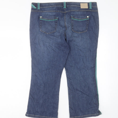 Preworn Womens Blue Cotton Cropped Jeans Size 20 L23 in Regular Button