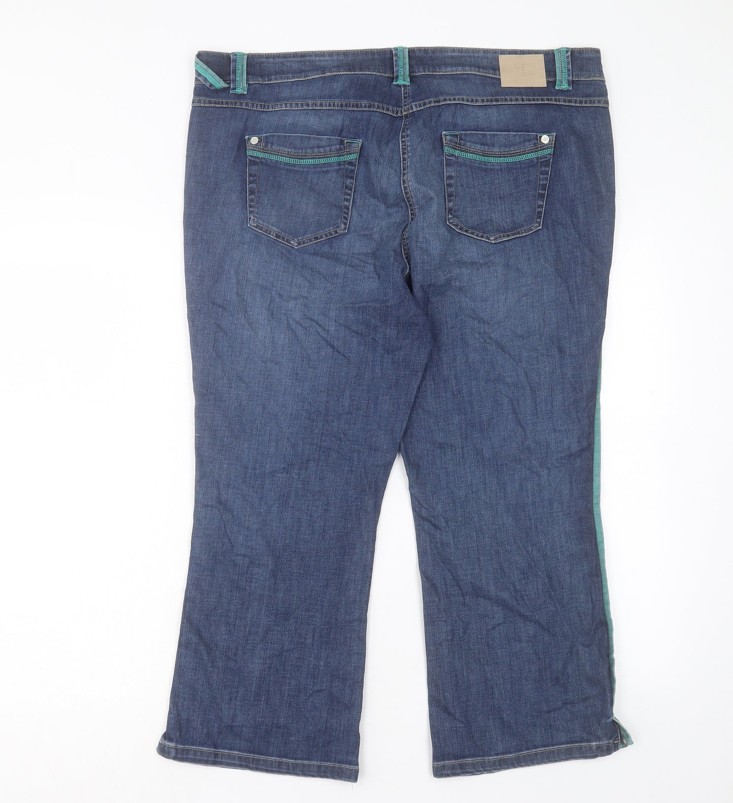 Preworn Womens Blue Cotton Cropped Jeans Size 20 L23 in Regular Button