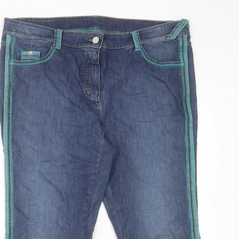 Preworn Womens Blue Cotton Cropped Jeans Size 20 L23 in Regular Button