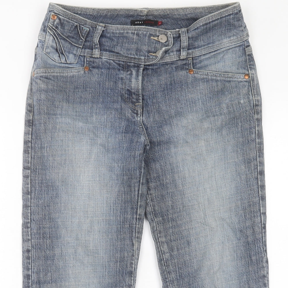 NEXT Womens Blue Cotton Cropped Jeans Size 12 L23 in Regular Button