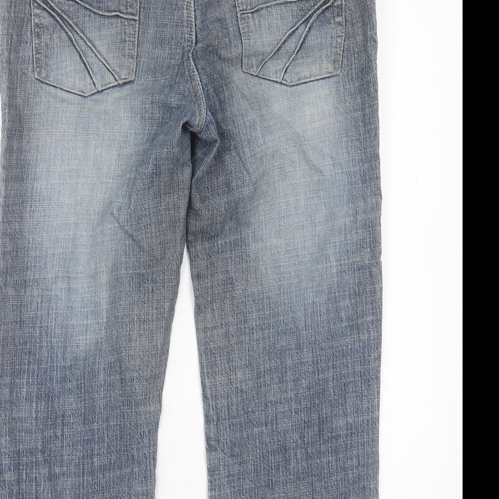 NEXT Womens Blue Cotton Cropped Jeans Size 12 L23 in Regular Button