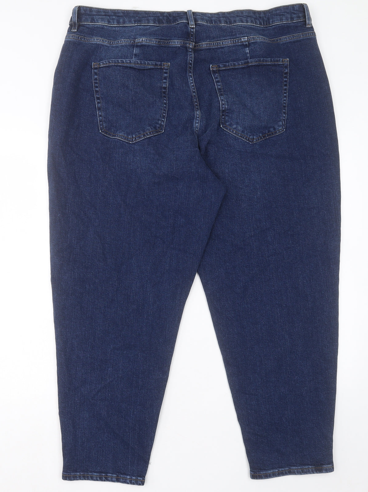 Marks and Spencer Womens Blue Cotton Mom Jeans Size 22 L27 in Regular Button