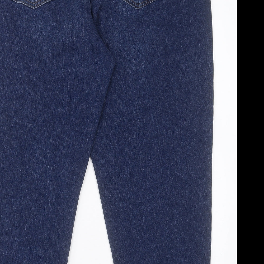 Marks and Spencer Womens Blue Cotton Mom Jeans Size 22 L27 in Regular Button