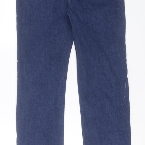 Marks and Spencer Womens Blue Cotton Straight Jeans Size 14 L33 in Regular Button