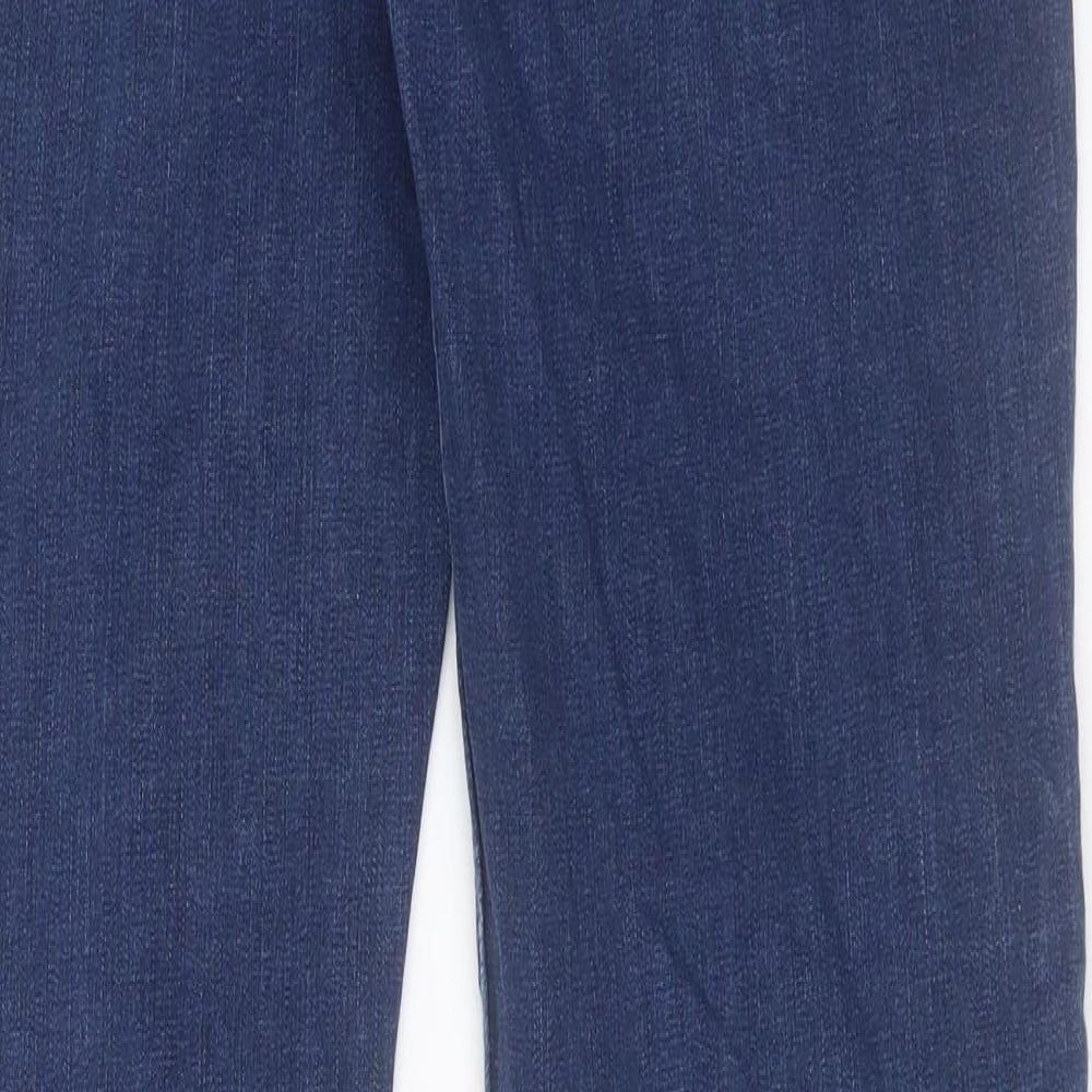 Marks and Spencer Womens Blue Cotton Straight Jeans Size 14 L33 in Regular Button