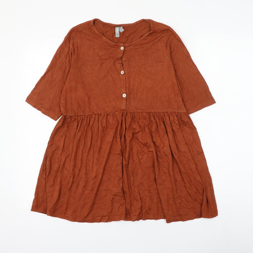 ASOS Womens Brown Viscose Basic Blouse Size 8 Round Neck