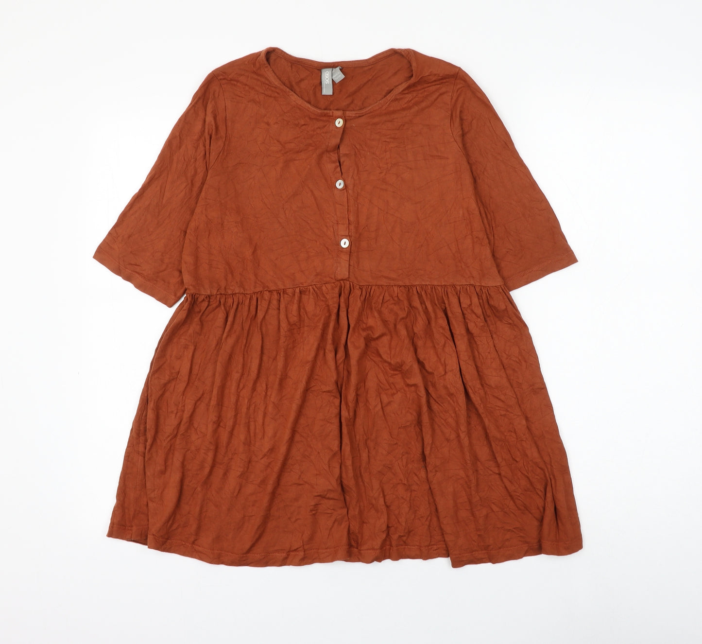 ASOS Womens Brown Viscose Basic Blouse Size 8 Round Neck