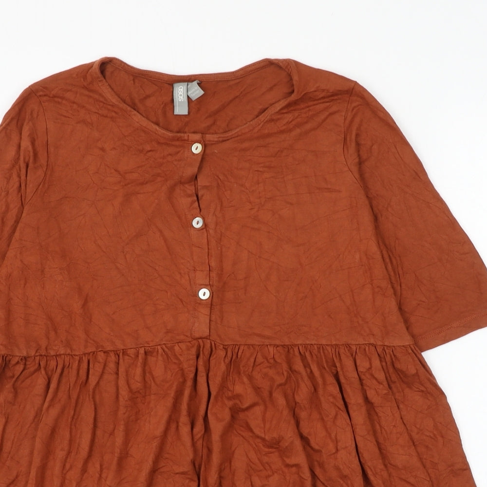 ASOS Womens Brown Viscose Basic Blouse Size 8 Round Neck