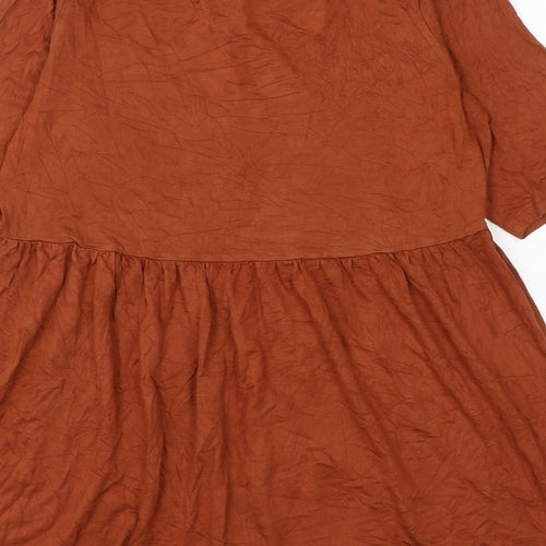ASOS Womens Brown Viscose Basic Blouse Size 8 Round Neck