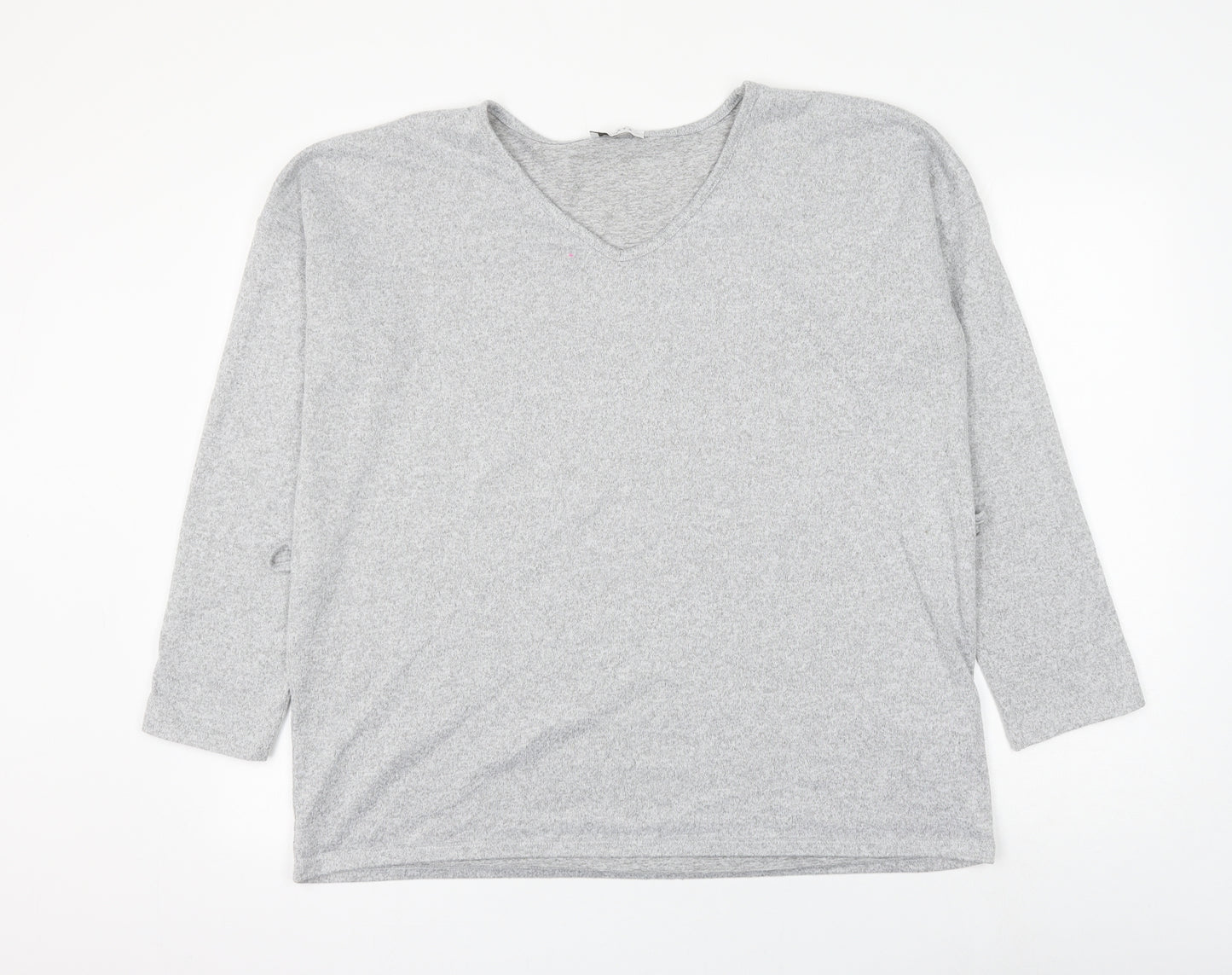 Papaya Womens Grey V-Neck Polyester Pullover Jumper Size 16