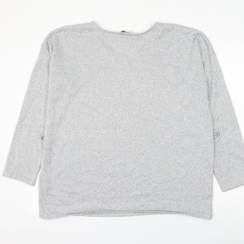 Papaya Womens Grey V-Neck Polyester Pullover Jumper Size 16