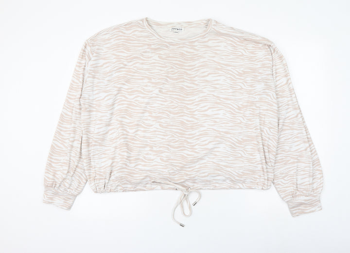 Jeff&Co Womens White Animal Print Polyester Pullover Sweatshirt Size 12 Pullover - Zebra Print