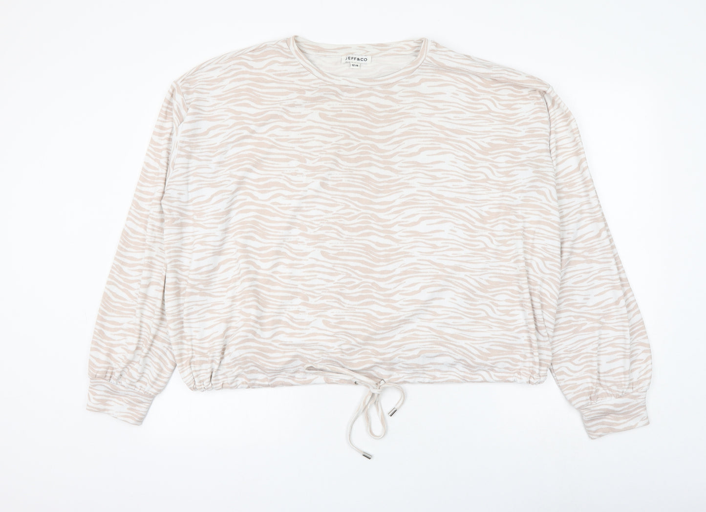 Jeff&Co Womens White Animal Print Polyester Pullover Sweatshirt Size 12 Pullover - Zebra Print
