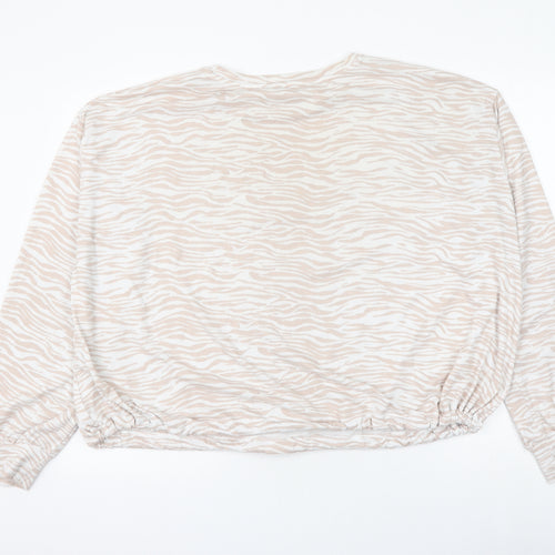 Jeff&Co Womens White Animal Print Polyester Pullover Sweatshirt Size 12 Pullover - Zebra Print