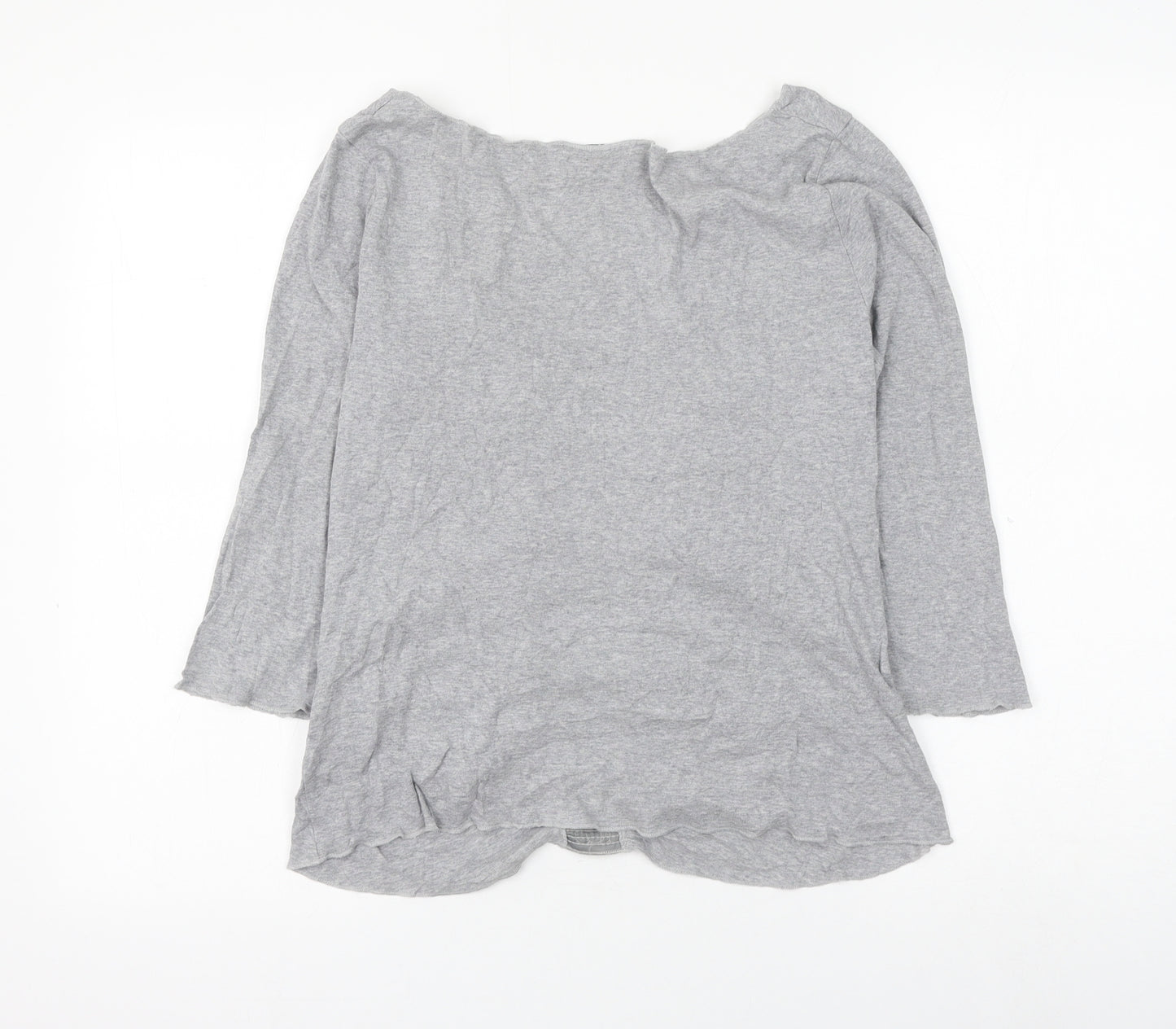 Marks and Spencer Womens Grey Cotton Basic Blouse Size 14 V-Neck