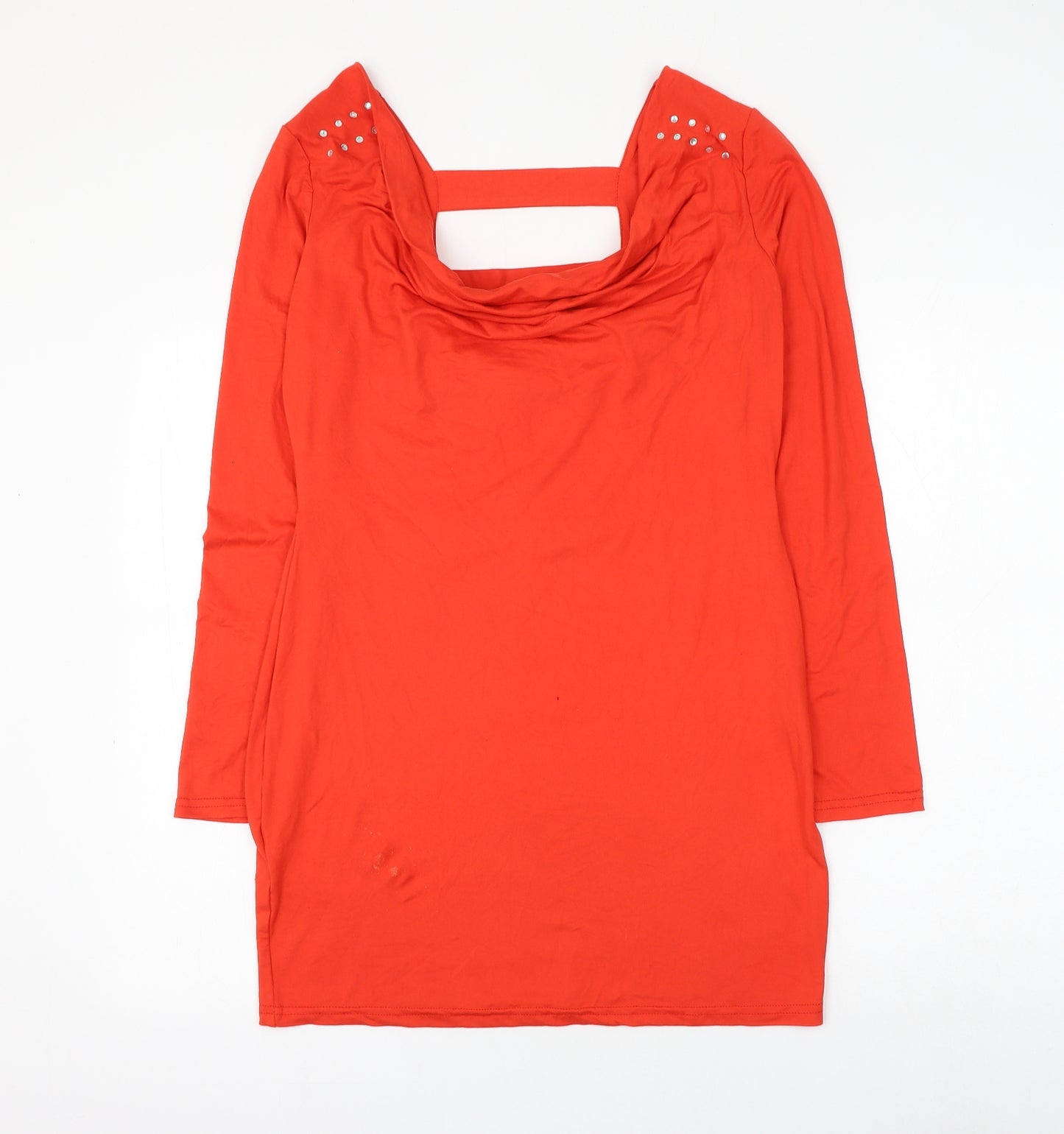 Chicme Womens Red Cotton Basic Blouse Size XL Cowl Neck