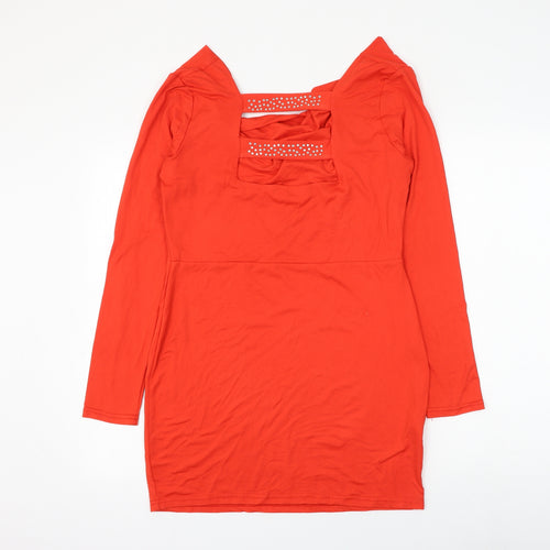 Chicme Womens Red Cotton Basic Blouse Size XL Cowl Neck