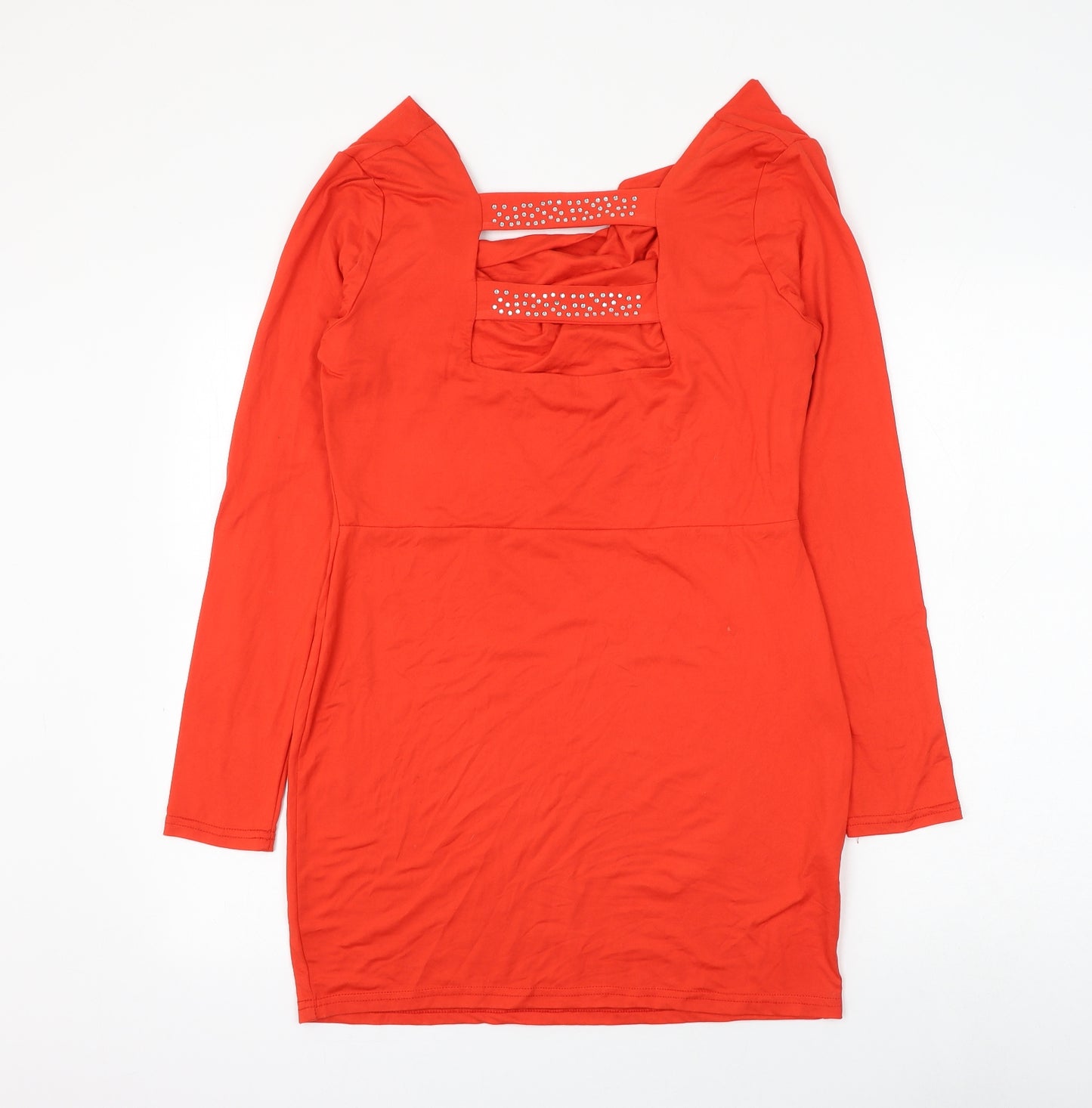 Chicme Womens Red Cotton Basic Blouse Size XL Cowl Neck