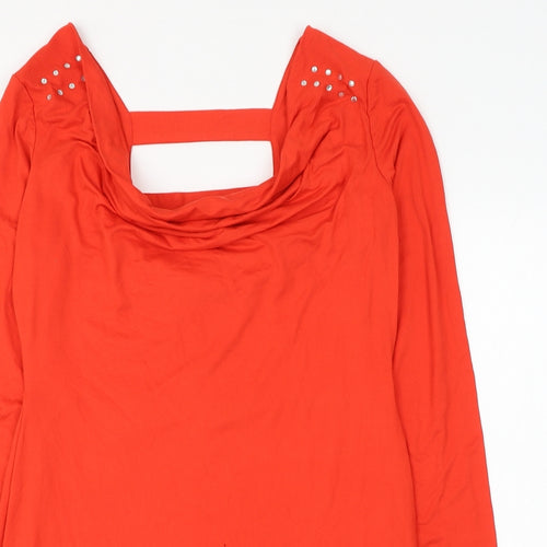 Chicme Womens Red Cotton Basic Blouse Size XL Cowl Neck
