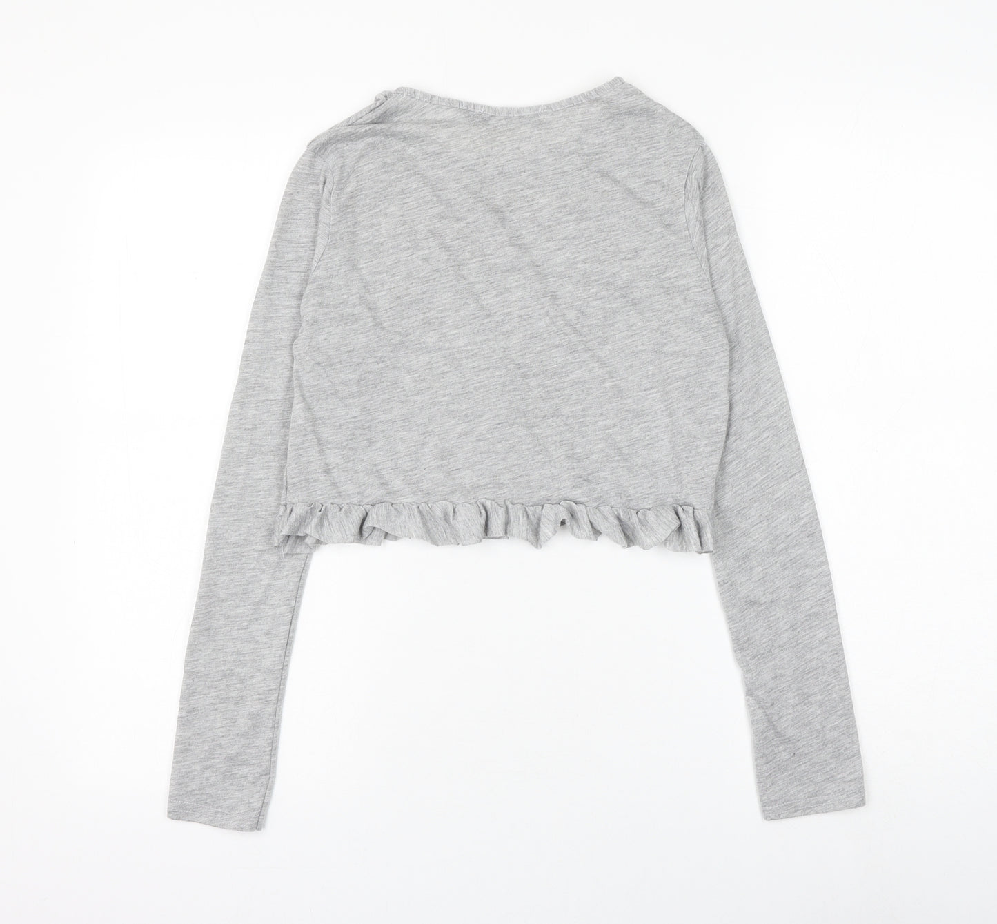 in the st Womens Grey Viscose Cropped T-Shirt Size 6 Round Neck - Darling