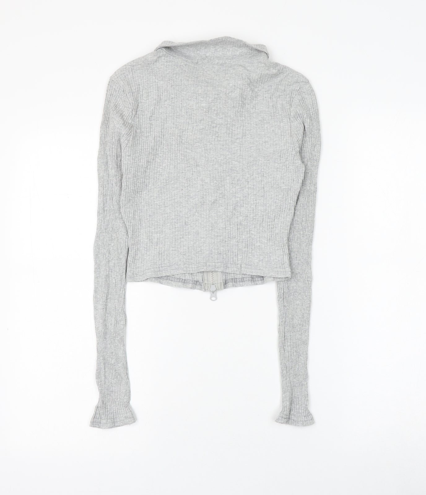 Femme Luxe Womens Grey Cotton Basic Blouse Size 8 Collared