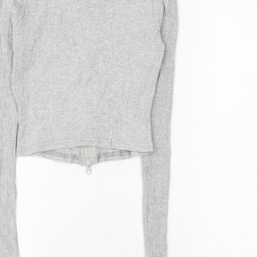 Femme Luxe Womens Grey Cotton Basic Blouse Size 8 Collared