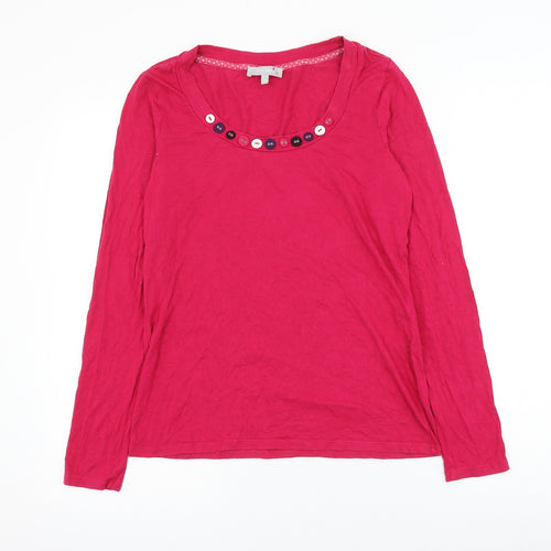 Per Una Womens Pink Polyester Basic Blouse Size 12 Scoop Neck