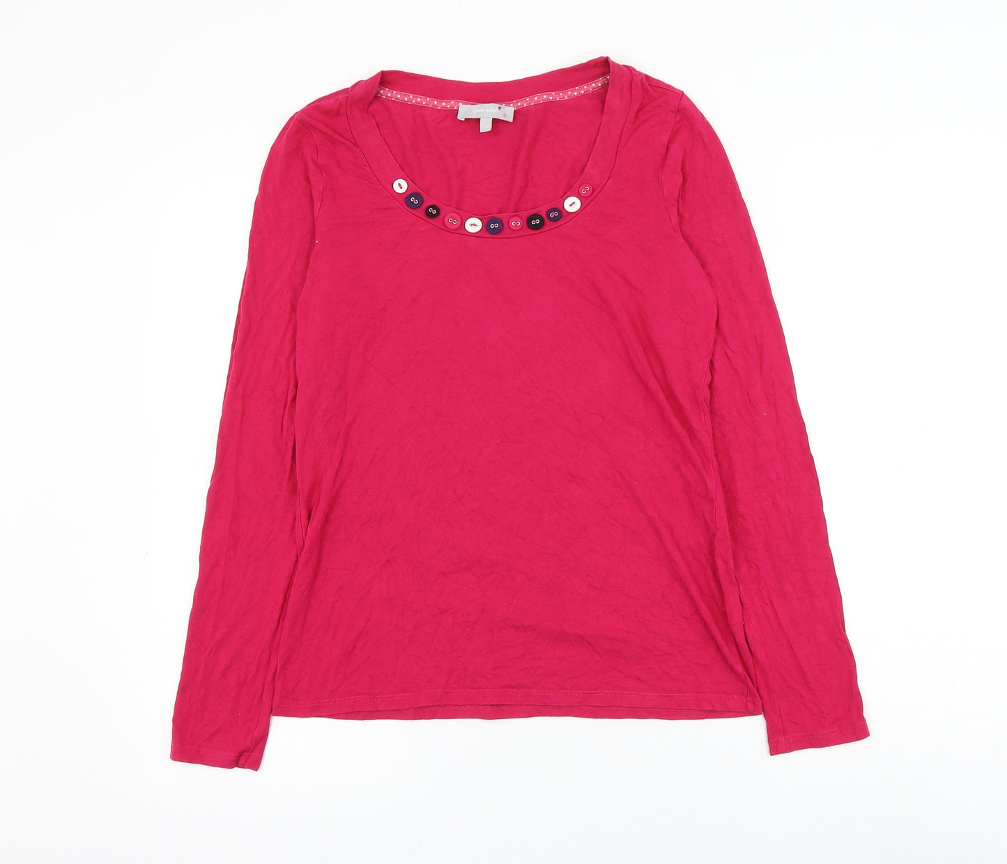 Per Una Womens Pink Polyester Basic Blouse Size 12 Scoop Neck