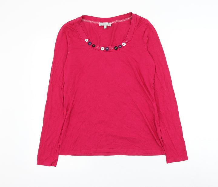 Per Una Womens Pink Polyester Basic Blouse Size 12 Scoop Neck
