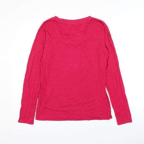 Per Una Womens Pink Polyester Basic Blouse Size 12 Scoop Neck